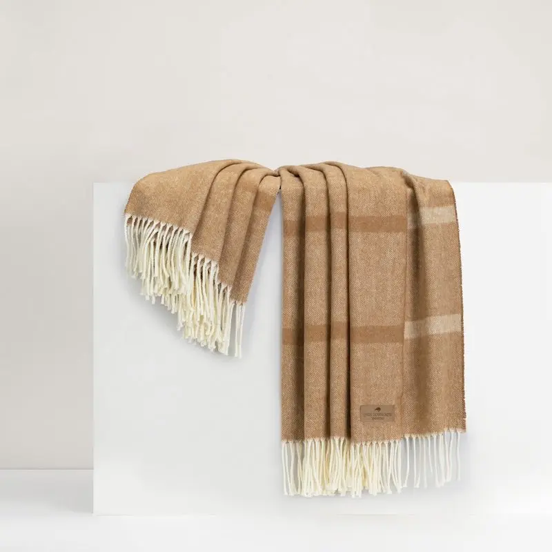 Caramel Montauk Stripe Herringbone Throw by Lands Downunder