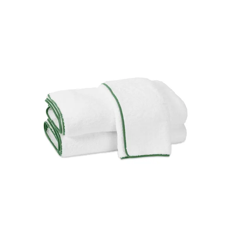 Cairo Towels in White with Palm Green by Matouk