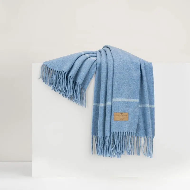 Windowpane Cashmere Sky Blue Throw by Lands Downunder