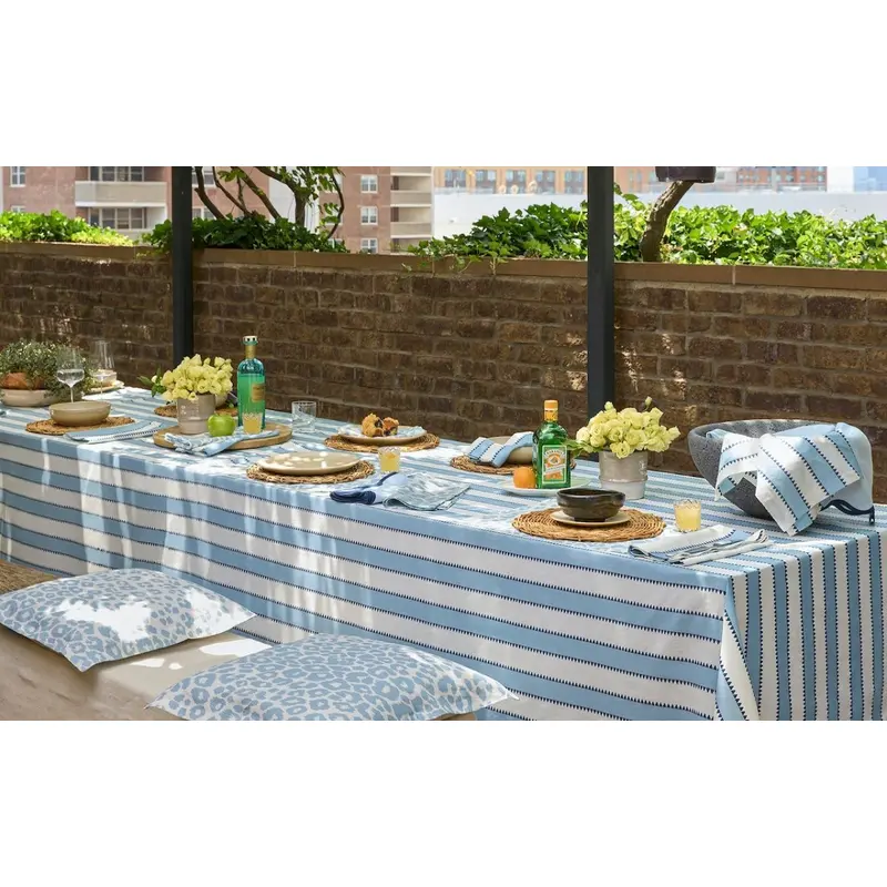 Apollo Stripe Tablecloths in Sky by Matouk Schumacher