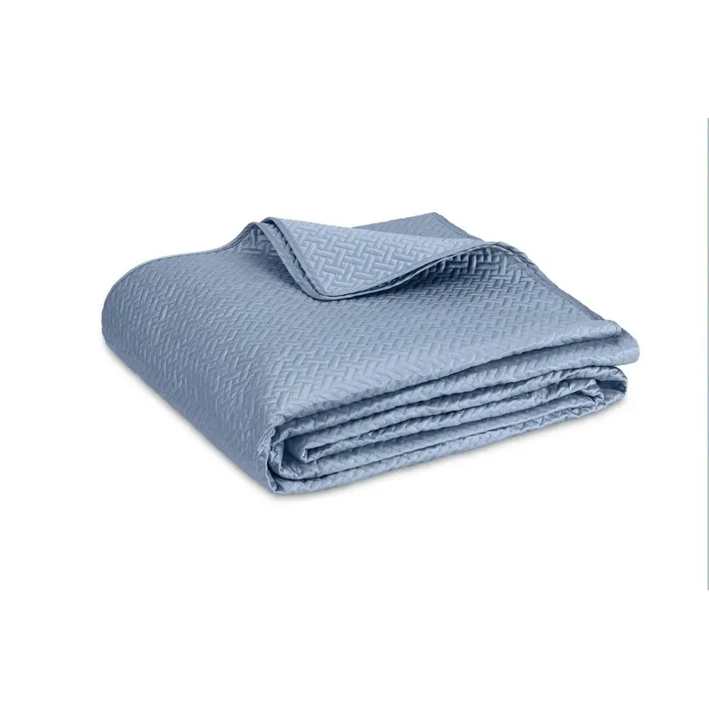 Basketweave Hazy Blue Quilt by Matouk