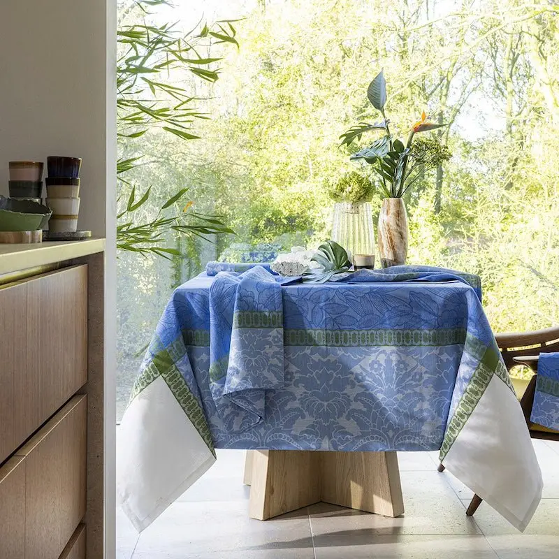 escapade tropicale blue tablecloth by le jacquard franais