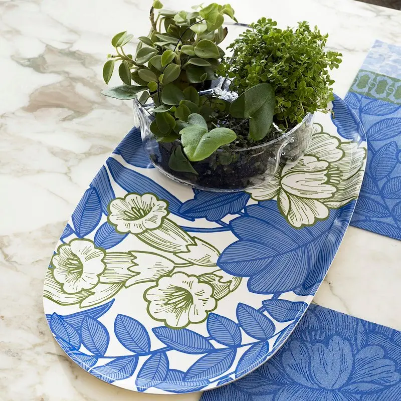escapade tropicale blue tray by le jacquard franais