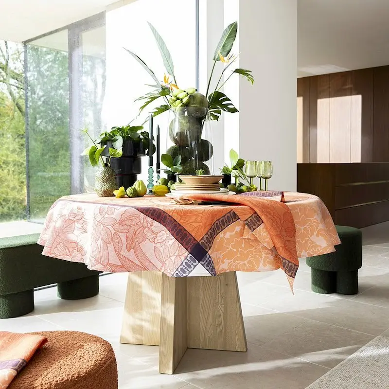escapade tropicale orange tablecloth by le jacquard franais
