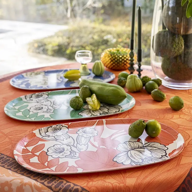 escapade tropicale orange tray by le jacquard franais