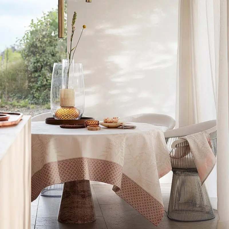 Jardin d'eden beige tablecloth by le jacquard franais