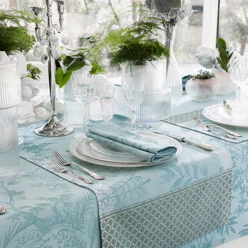 Jardin d'eden blue table runner by le jacquard franais