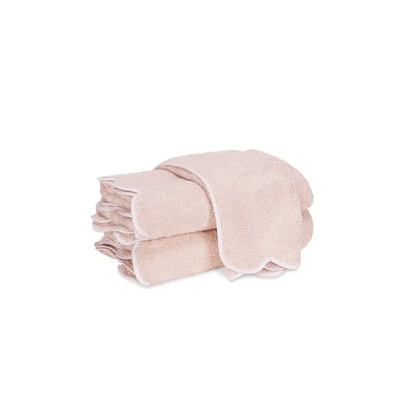 Cairo Scallop Blush with White Towels by Matouk