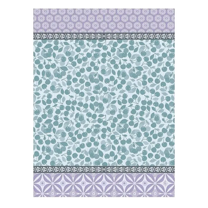 cerises blue tea towel by le jacquard franais