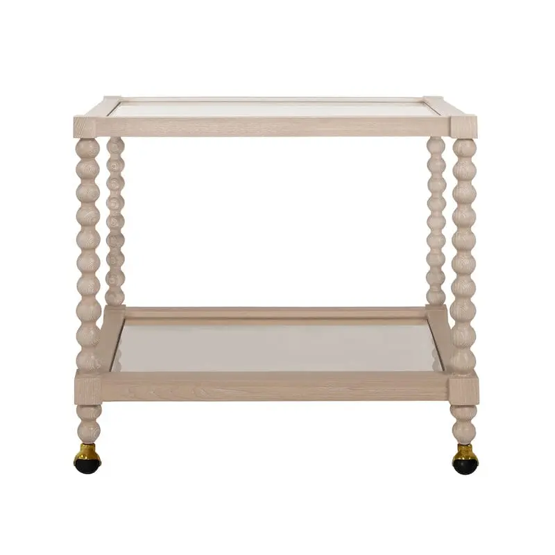 Isadore Light Cerused Oak Bar Cart by Worlds Away