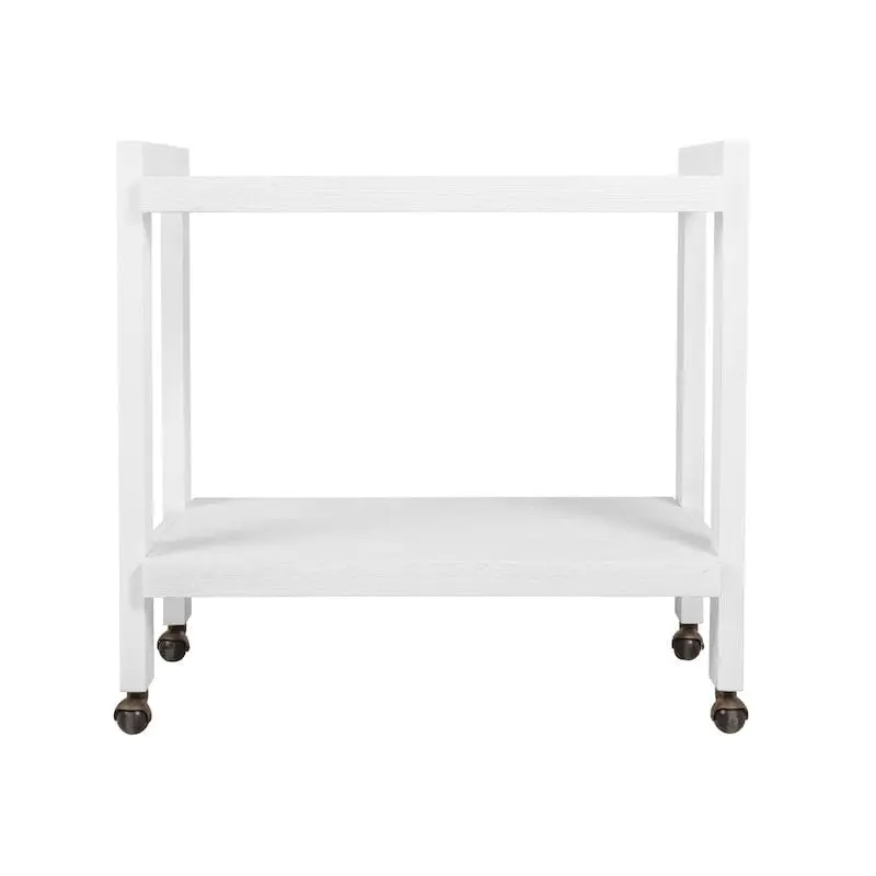 Rockwell Minimalist Bar Cart in White Washed Oak by Worlds Away