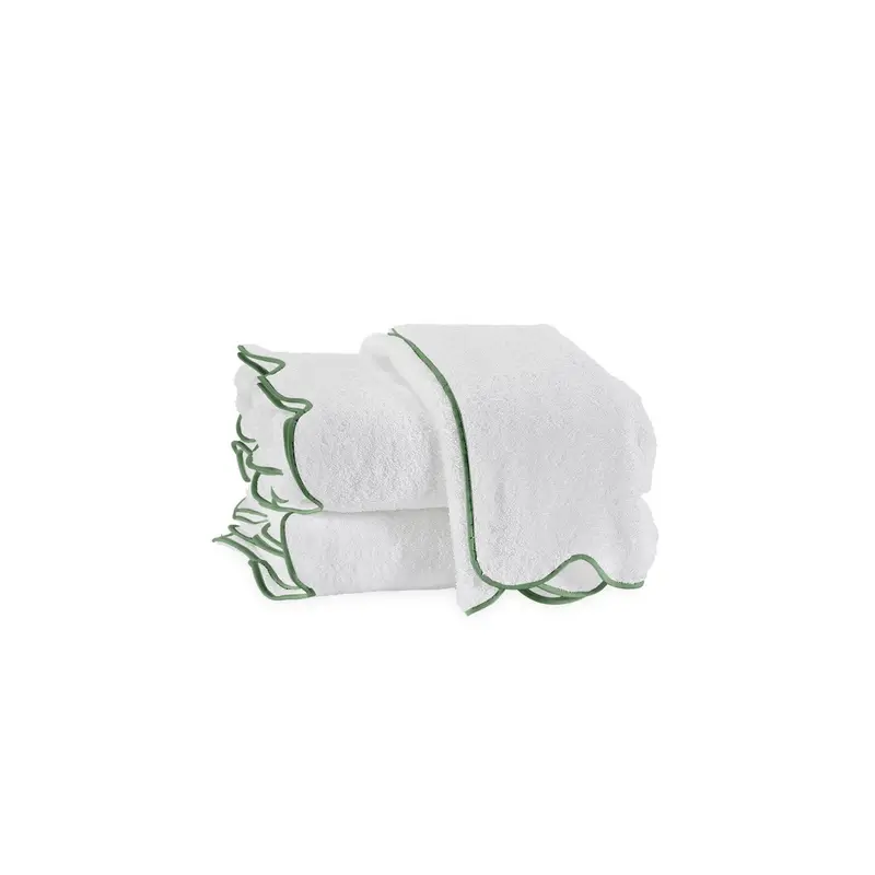 Cairo Scallop White with Palm Green Towels by Matouk