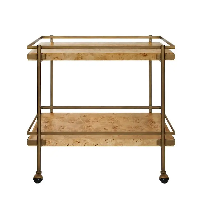 Cash Burlwood Bar Cart by Worlds Away