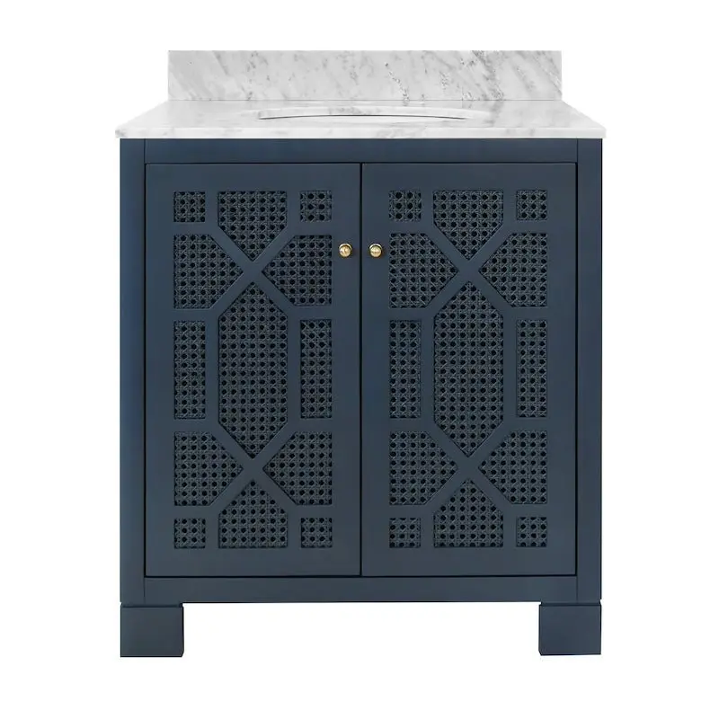 Schaffer Navy Blue Bath Vanity by Worlds Away