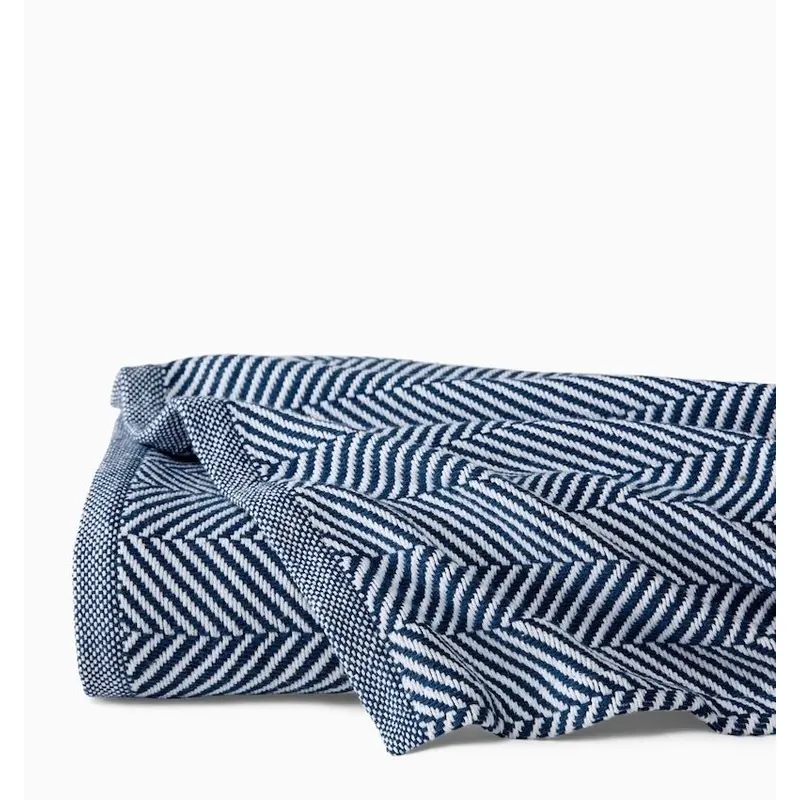 Camilo White and Navy Blanket by Sferra