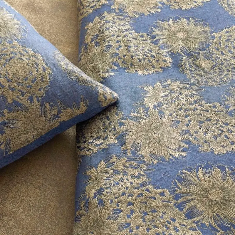 Chrysanthemum Throw Blue by Ann Gish
