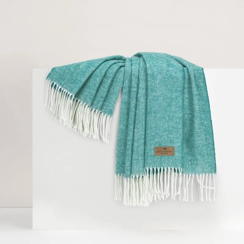 Italian Herringbone Blue Spruce Throw by Lands Downunder