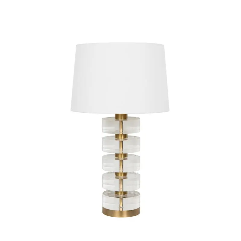 Acrylic and Brushed Brass Stack Lamp by Worlds Away