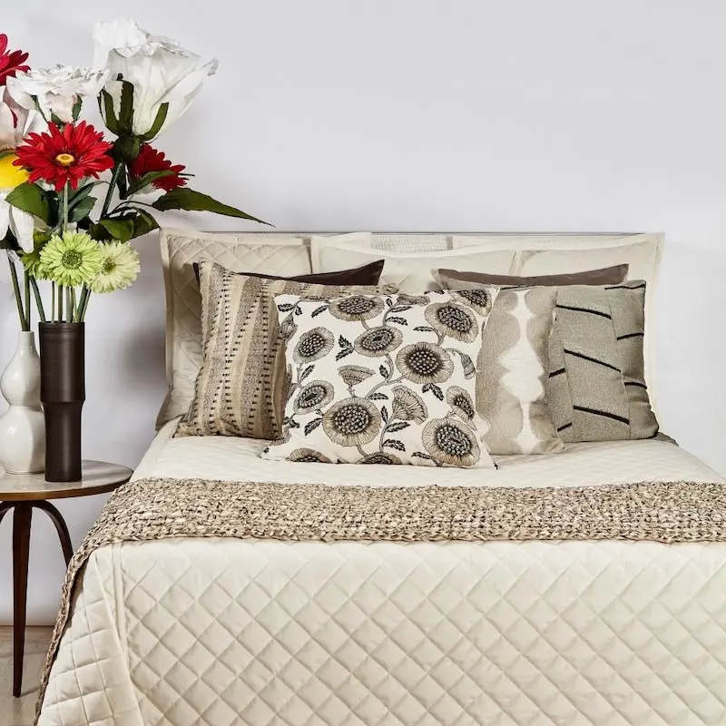 Velvet Coverlet Set in Ivory by Ann Gish