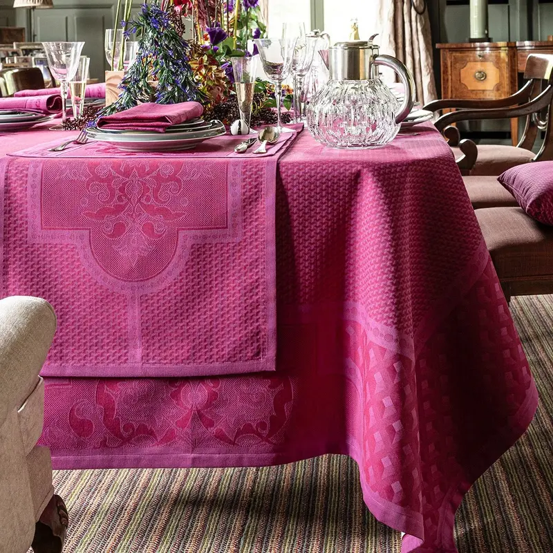 Palais Venitien Pink 69" x 69" Tablecloth by Le Jacquard Franais
