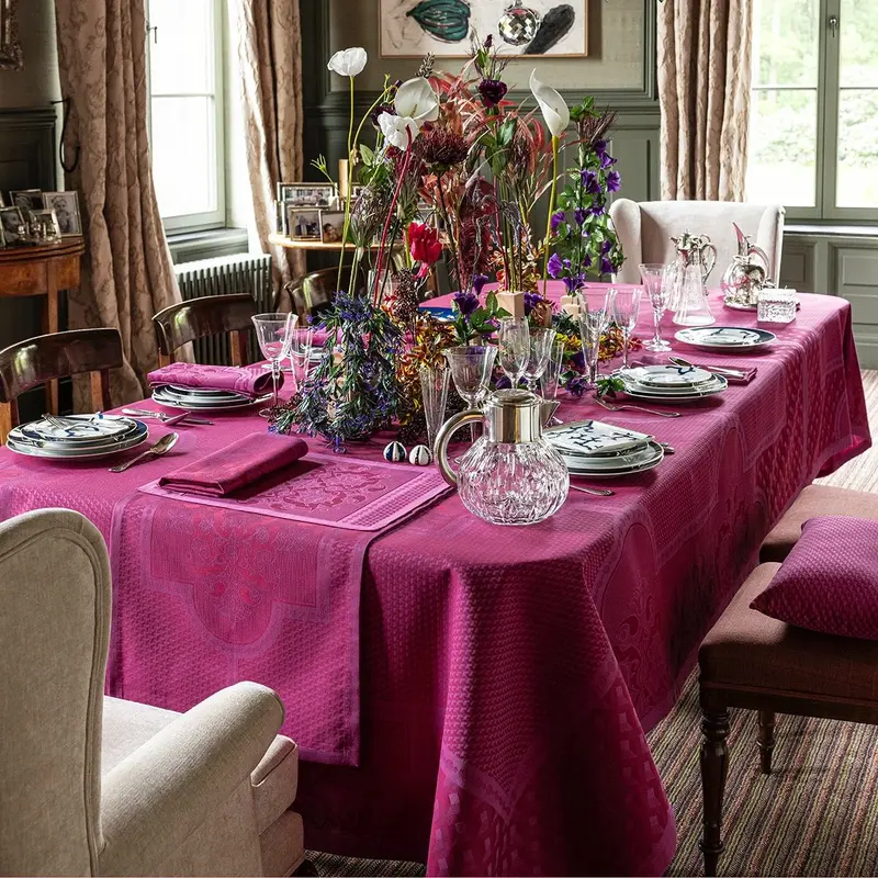 Palais Venitien Pink 69" x 98" Tablecloth by Le Jacquard Franais