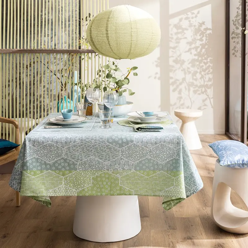 Wagara Green 59" x 59" Tablecloth by Le Jacquard Franais