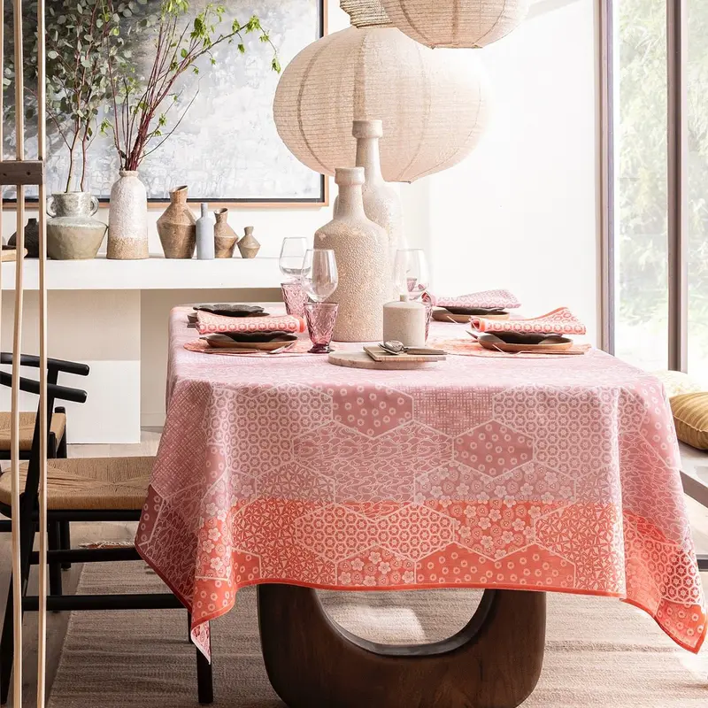Wagara Pink 59" x 102" Tablecloth by Le Jacquard Franais