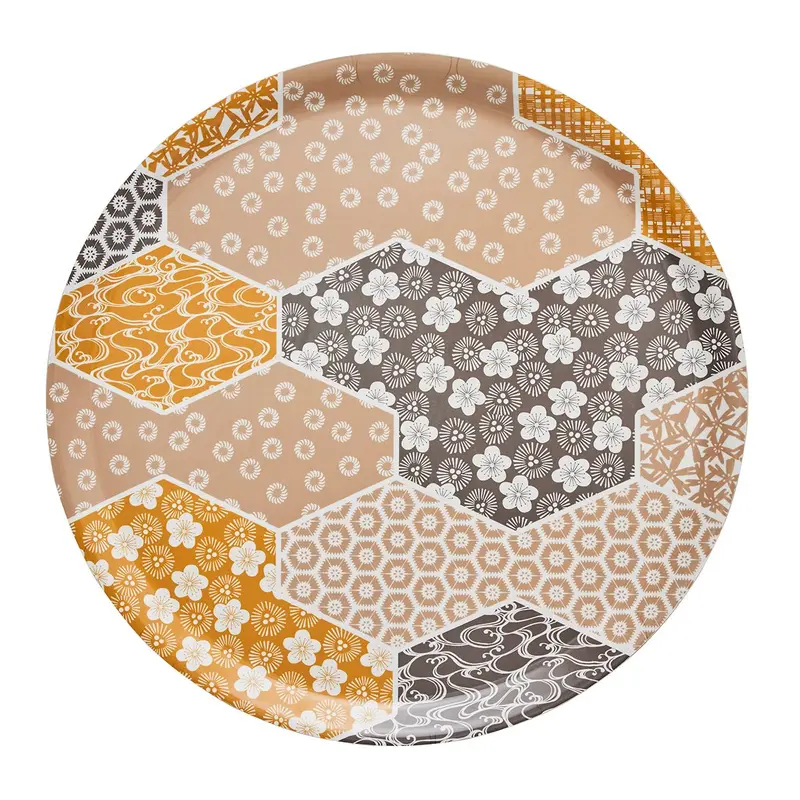 Wagara Beige Round 15" Tray by Le Jacquard Franais