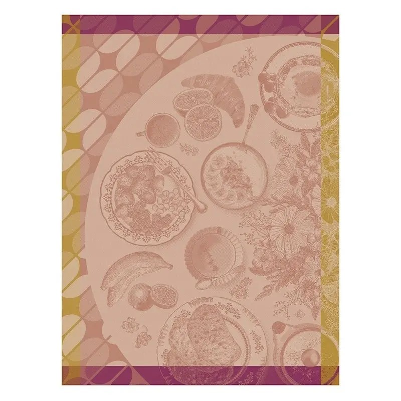 Brunch gourmand pink tea towel by le jacquard franais