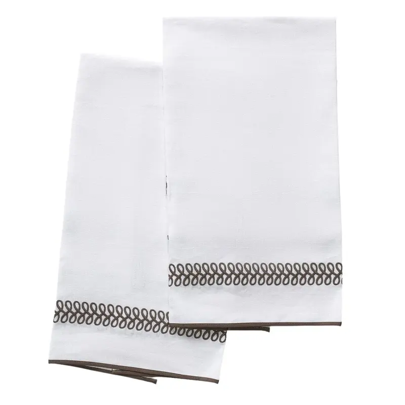 Astor Braid Mocha Guest Towels by Matouk Schumacher