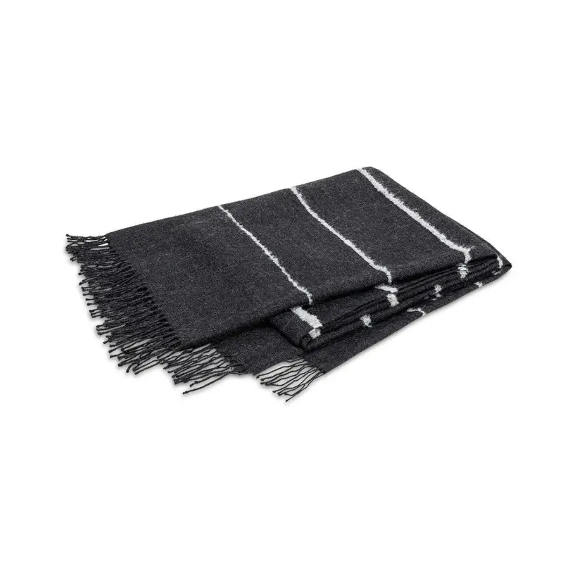 Amelia Stripe Charcoal Throw by Matouk