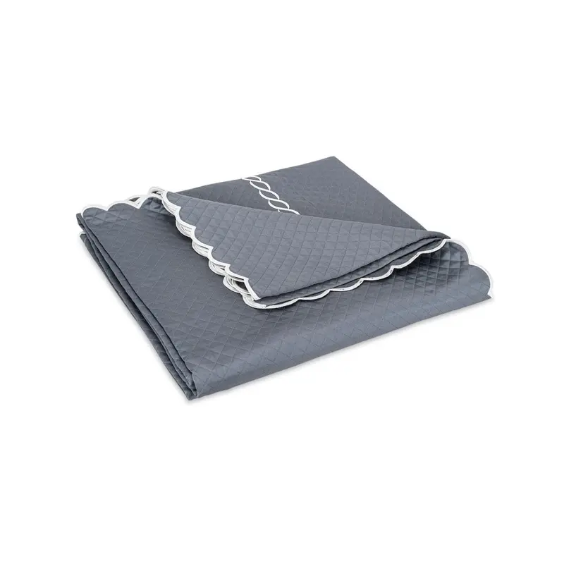 Classic Chain Scallop Matelasse Steel Blue and Bone by Matouk