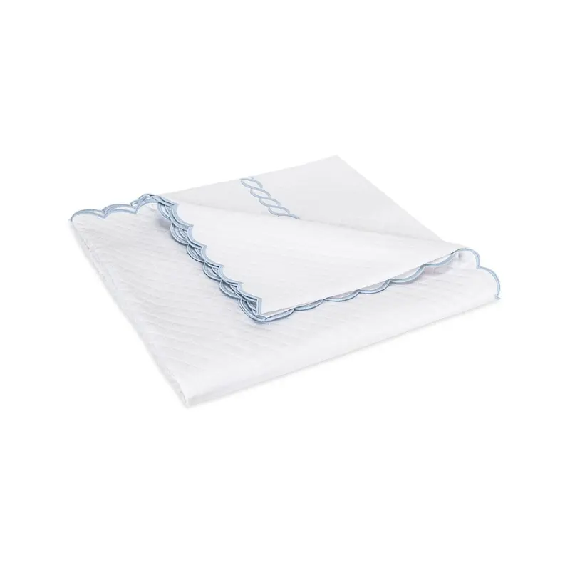 Classic Chain Scallop Matelasse White and Light Blue by Matouk