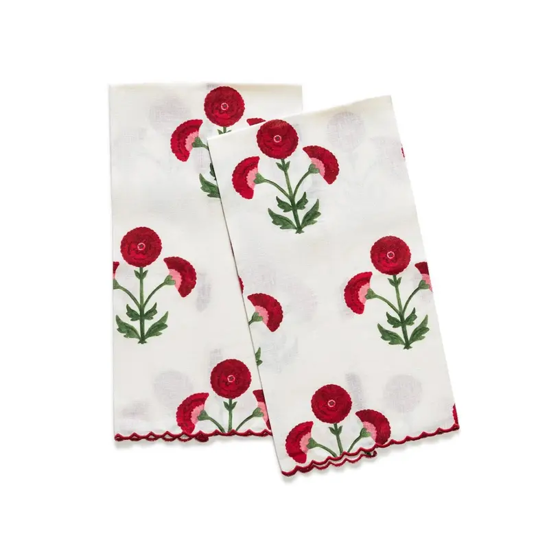 Gisele Scarlet Guest Towels - Set of 2 by Matouk Schumacher