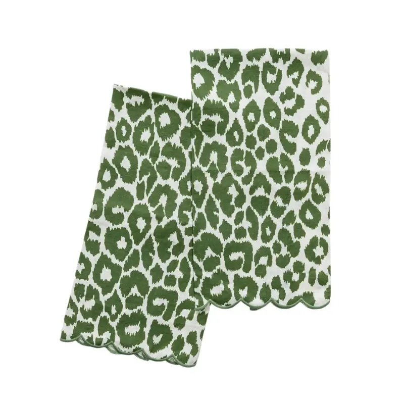 Iconic Leopard Green Guest Towels by Matouk Schumacher