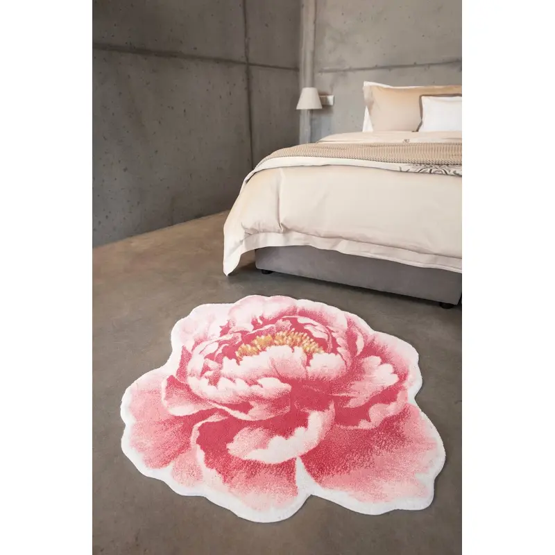 Pivoine Round Flamingo Pink Bath Rug by Abyss