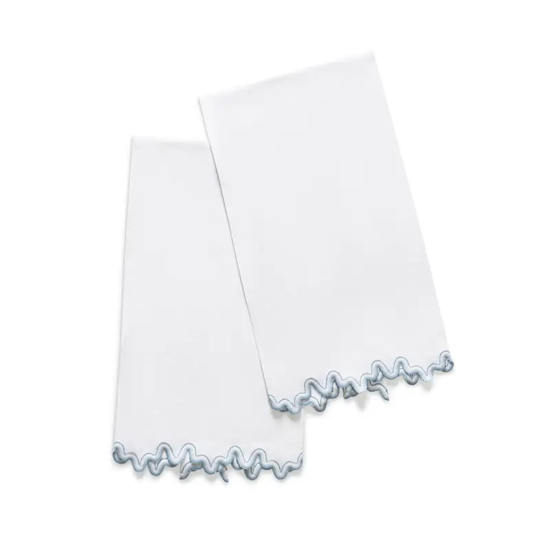 Wave Guest Towels in Hazy Blue by Matouk