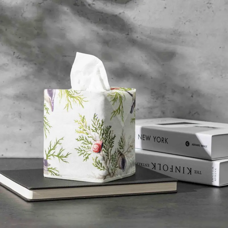 Del Tesoro Sea Orchid 100% Linen Tissue Box Cover by Matouk Schumacher