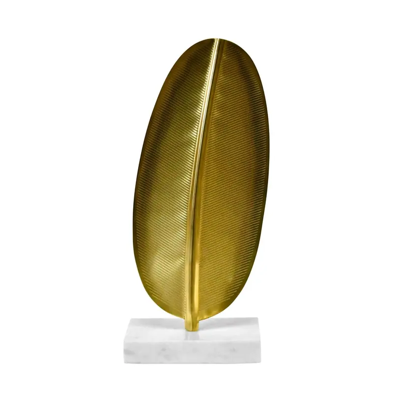 Blade Small Antique Brass Leaf Scultpture by Worlds Away