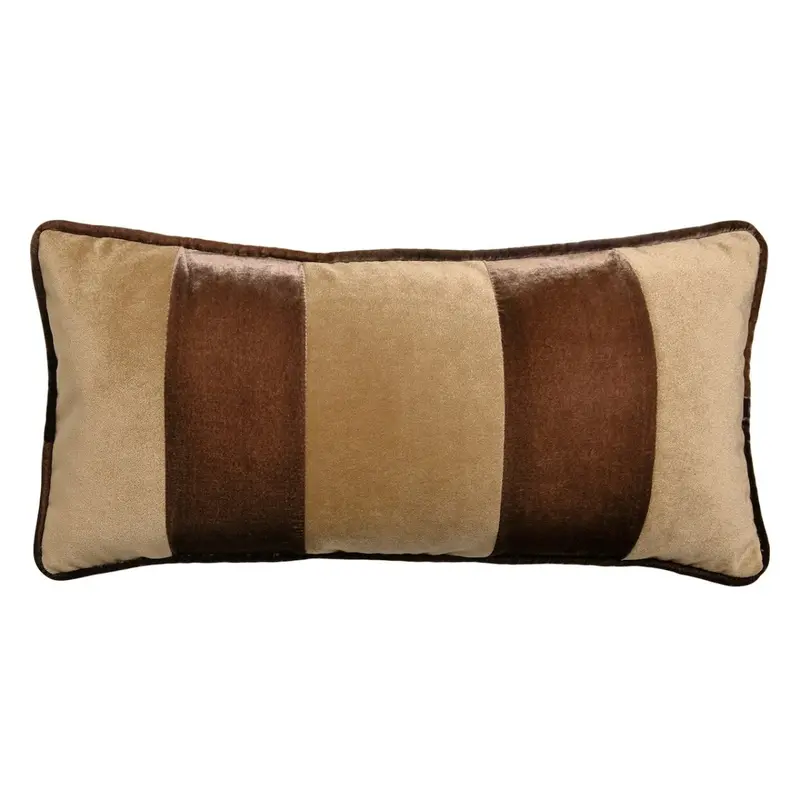 Banded Velvet Performance Pillows Sable Kevin O'Brien
