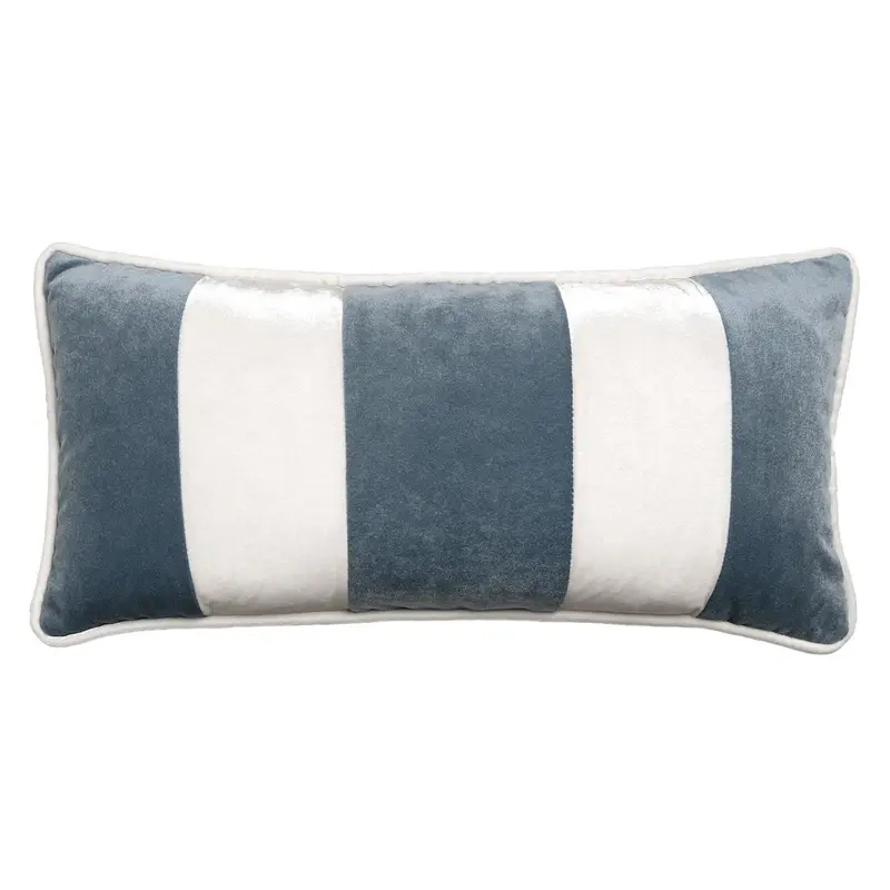 Banded Velvet Performance Pillows Sky Kevin O'Brien