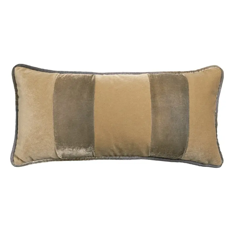Banded Velvet Performance Pillows Nickel Kevin O'Brien
