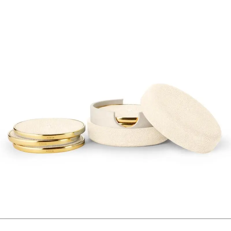 Shagreen Coasters in Cream Set of 4 by AERIN