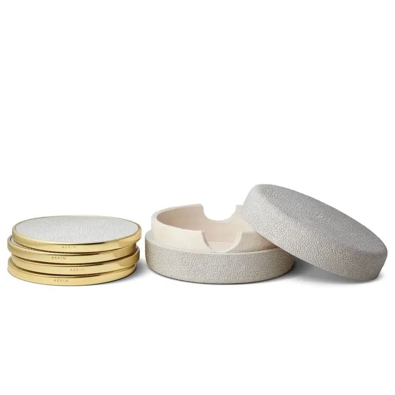 Shagreen Coasters in Dove Set of 4 by AERIN